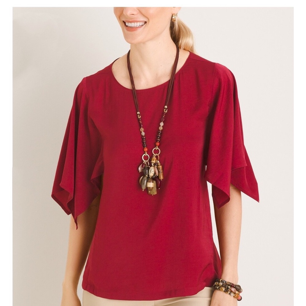 Chico’s Petite Drape-Sleeve Pullover Top - Size Small.